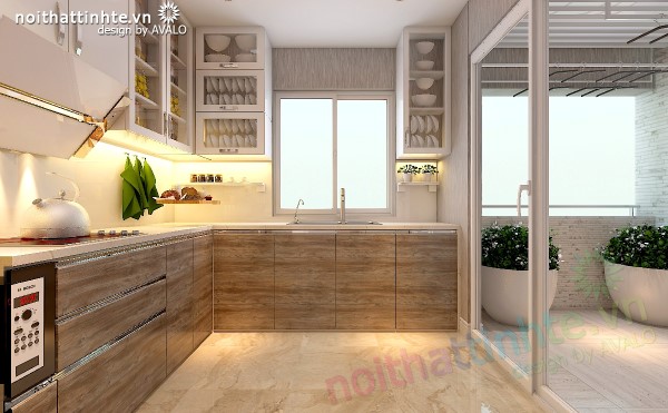 Thiết kế nội thất chung cư N04 có phòng bếp ngăn mùi